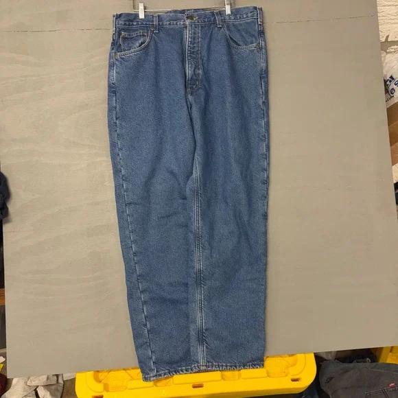 Carhartt Mens Relaxed Fit Straight Leg Denim Jeans Blue 38x32 Medium Wash - Picture 3 of 5